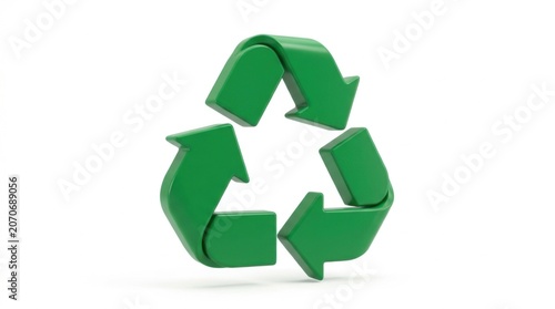 Green 3d recycle symbol icon isolated on white background