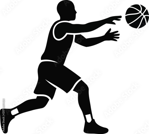 Basketball player catching a ball mid-air