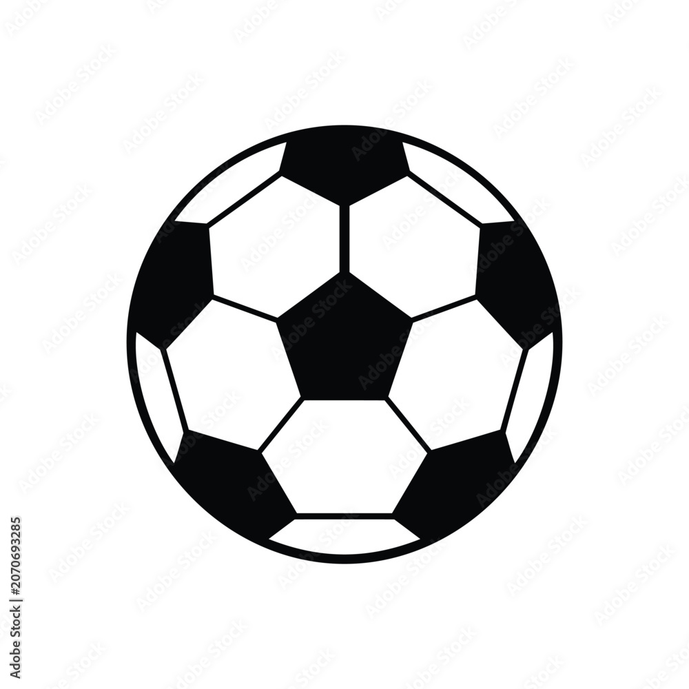 Fototapeta premium Soccer ball silhouette vector flat illustration design.