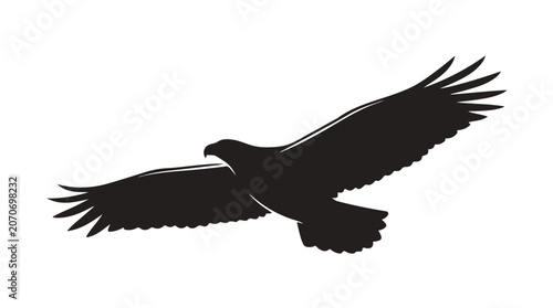 Canvastavla Majestic eagle silhouette soaring with open wings, black hawk flying vector icon
