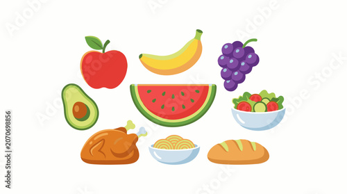 Colorful illustration of various food items (17)