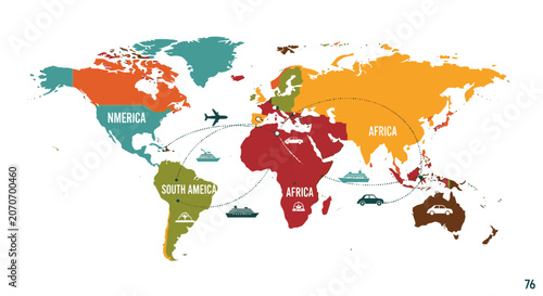 World Map Travel Destinations Global Transportation Routes Connectivity