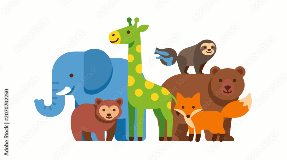 Fototapeta premium A colorful group of animals