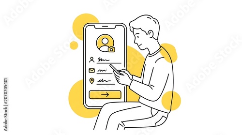 A close up view of a person s hands using a touchscreen device to update their profile information within a mobile application illustrating modern digital interaction and online activity