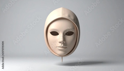 3D minimal mask silhouette hacker icon isolated on white background
