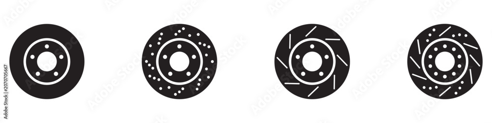 Fotografie Car brake disc icon set