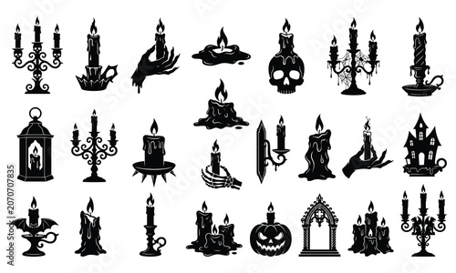 Photos Halloween candles and decorations spooky black silhouettes for october 31st