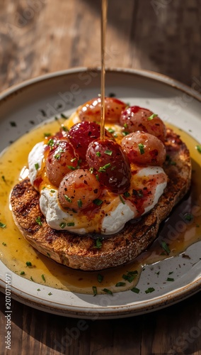 Artisan Sourdough With Ricotta Roasted Grapes And Hot Honey Brunch