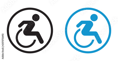 Konstfotografi wheelchair accessibility icon set, dynamic disability handicap signs in circle
