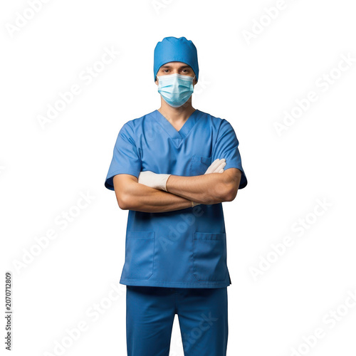 Medical professional standing with arms crossed isolated on transparent background