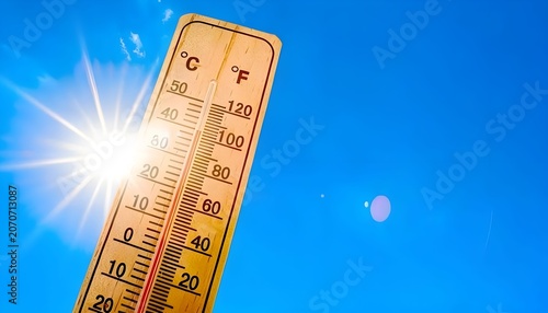 canicule thermomètre et soleil (flare)