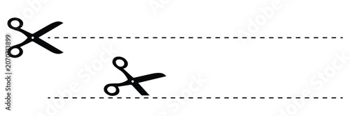 Scissors Cutting Dotted Line Icons Vector Set Isolated Black Cut Path Symbols for Coupon Packaging Label
 and Ticket Design