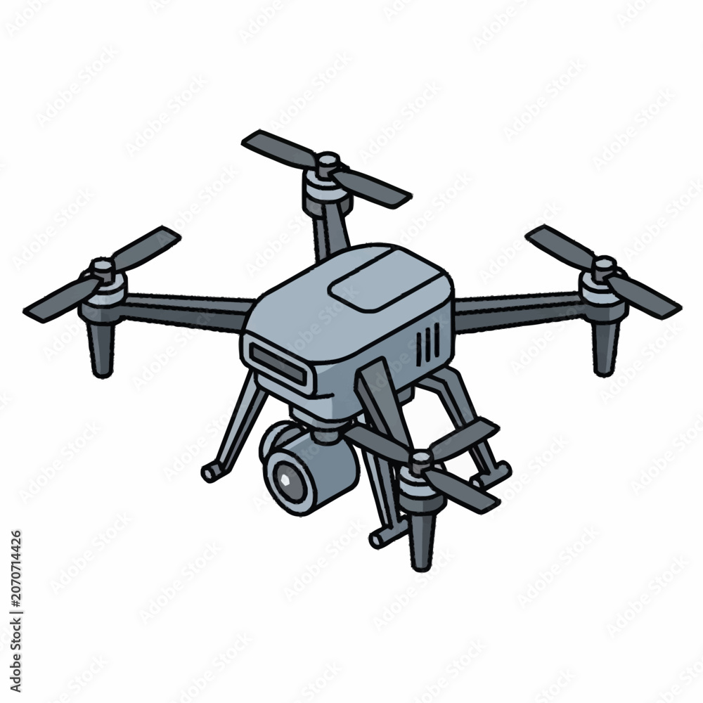 Fototapeta premium Drone with four rotors flying high.