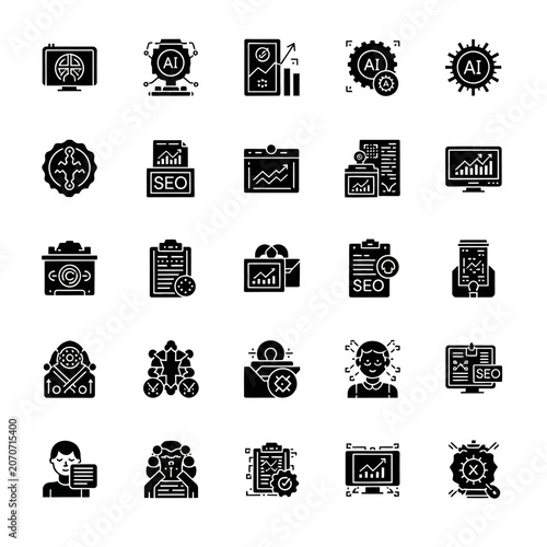 Technology and programming icons set.