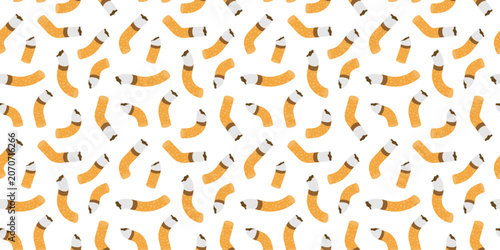 Foto Seamless pattern with cigarette butts and smoked filters