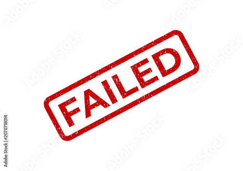 Red failed rubber stamp seal text icon on a simple paper texture
