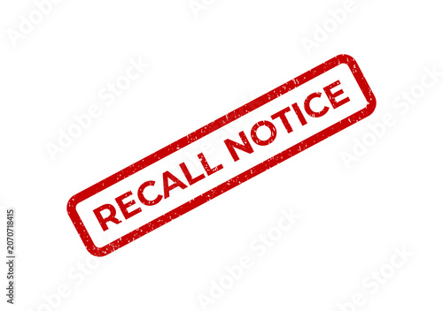 Red grunge rubber stamp impression with the text recall notice