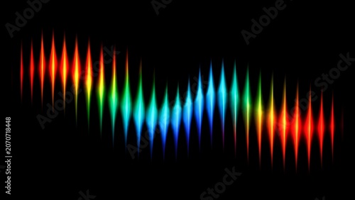 Abstract colorful sound wave or light frequency visualization on black background