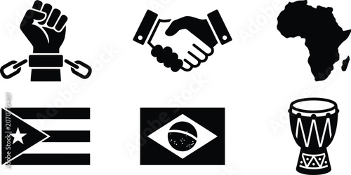 Photos Black lives matter afro brazilian culture icon set vector graphics