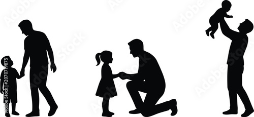 Fotografie Fatherhood silhouette series growing family childhood to infancy