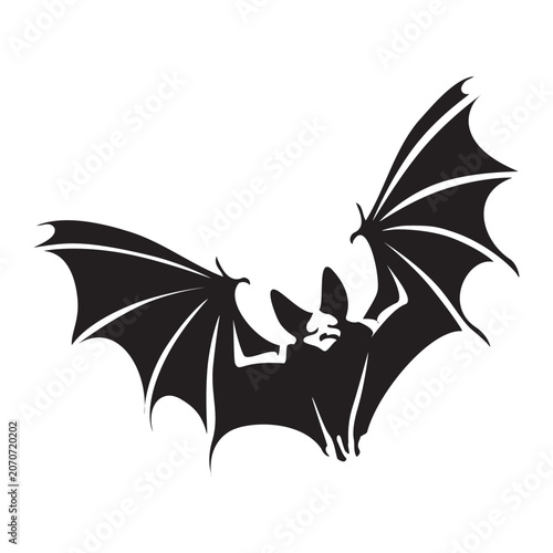 Halloween bat silhouettes and bats, vector illustration