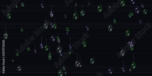 Tableau sur toile Floating glowing orbs connected by light lines on dark background Vector, illust