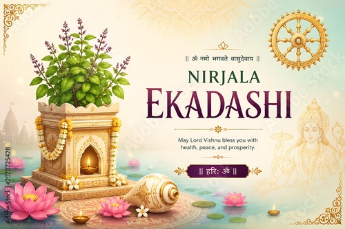 Lord Vishnu on Vaikunth Ekadashi, Krishna/Krushna Janmashtami, Ram Navami, Narsimha Jayanti, Onam, Ekadashi Vrat, Ananta Chaturdashi, Tulasi Vivah, Nirjala Ekadashi, Varah Jayanti, Aashadhi Ekadashi