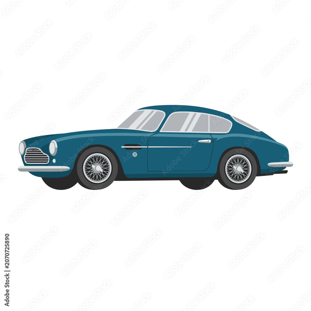 Fototapeta premium Vintage Teal Sports Car - Classic Automobile Icon