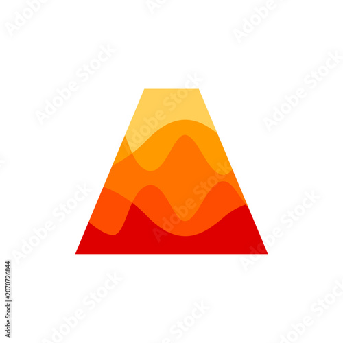 Stylized Letter A Logo Design with Wave Pattern inside for Startup, Technology, Vector Illustration.