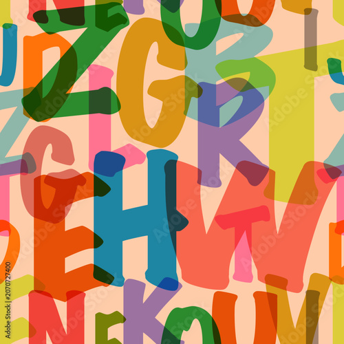seamless alphabet background, multicolored letter pattern,tileable