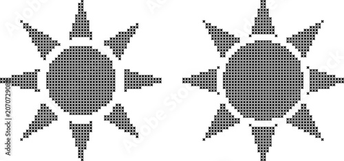 Tableau sur toile Two cross stitch sun symbols on white background