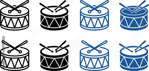 Fotografía Snare Drum and Drumstick Vector Icon Set with Percussion Instrument Symbols for