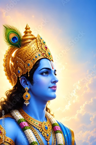 Lord Vishnu on Vaikunth Ekadashi, Krishna/Krushna Janmashtami, Ram Navami, Narsimha Jayanti, Onam, Ekadashi Vrat, Ananta Chaturdashi, Tulasi Vivah, Nirjala Ekadashi, Varah Jayanti, Aashadhi Ekadashi