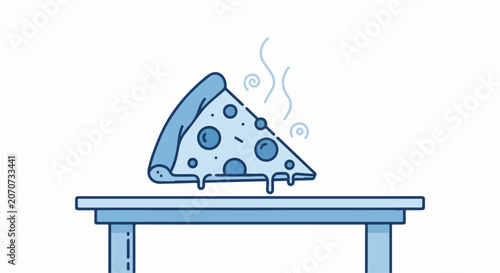 Slice of melted cheese on table.