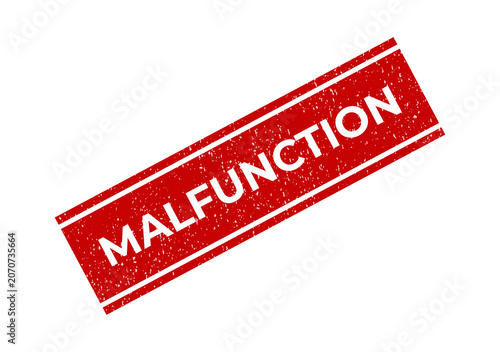 Tableau sur toile Red rectangular stamp with the word malfunction in a grunge style