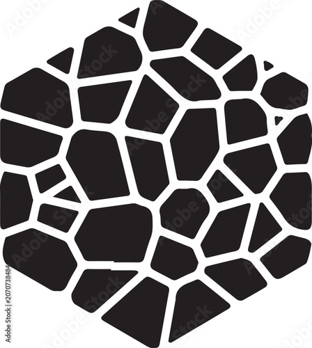 Black mosaic hexagon shape