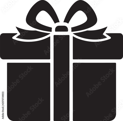 Black gift box with bow icon