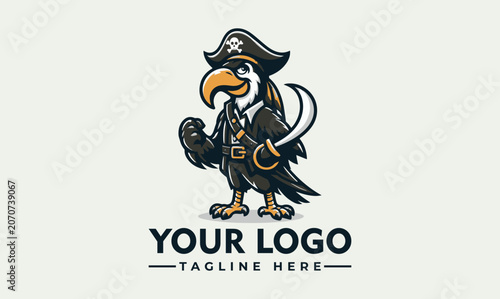 Photos Eagle Pirate Mascot Character Vector Logo Illustration Design Template