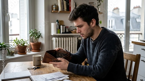 Man sitting at table with papers.