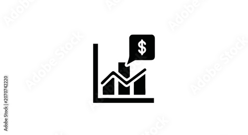 Cuadro en lienzo Financial Growth Graph Icon Symbol.