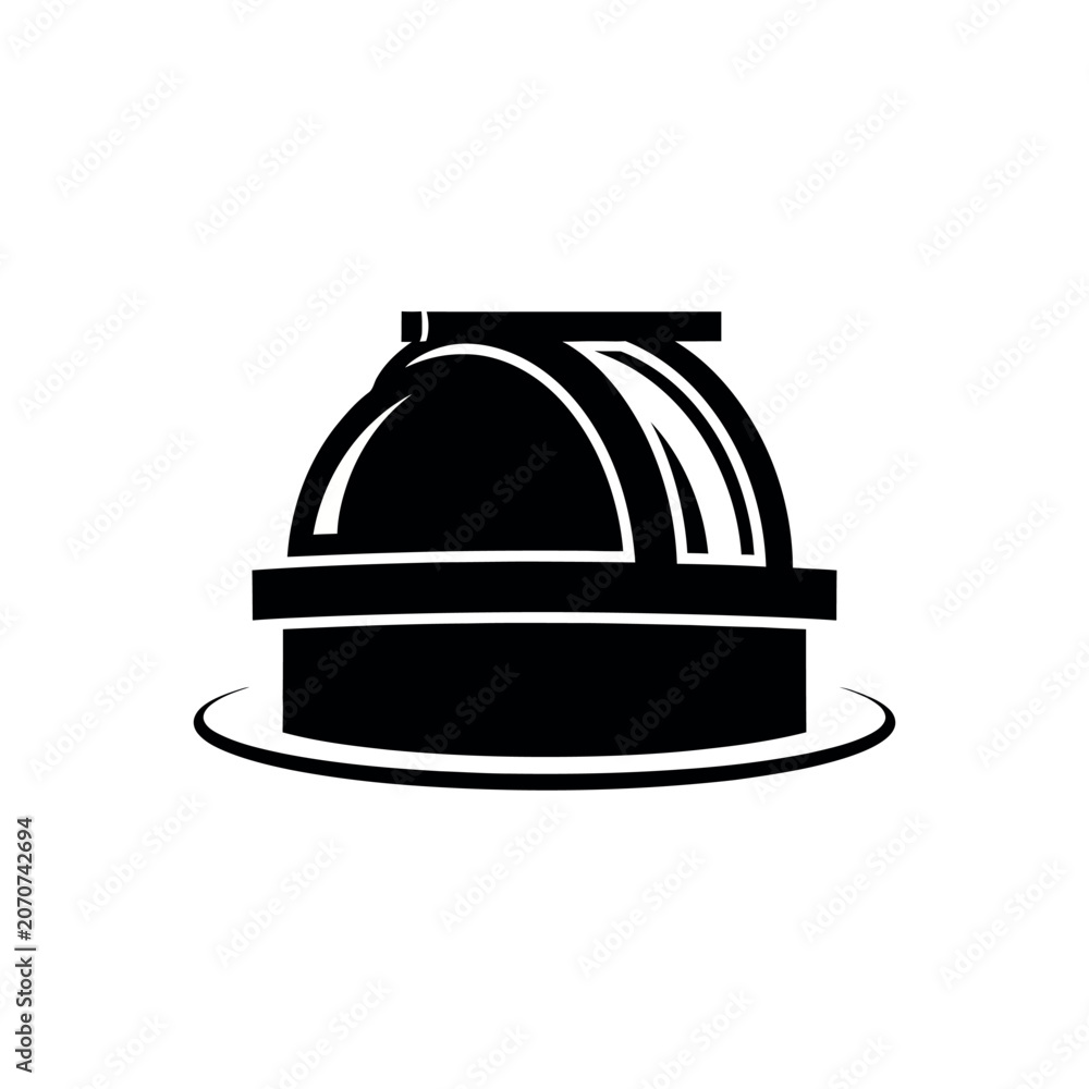 Fototapeta premium Black and white illustration of a telescope dome.
