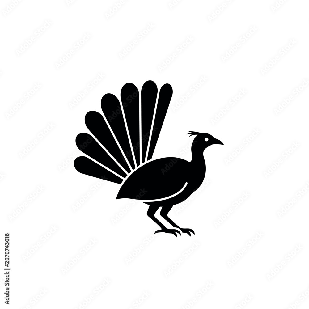 Obraz premium Black silhouette of a peacock bird 1.