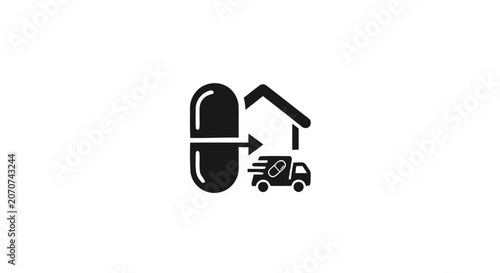 Medicine Delivery to Home Icon.