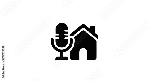 Fotografie Microphone and house real estate concept.