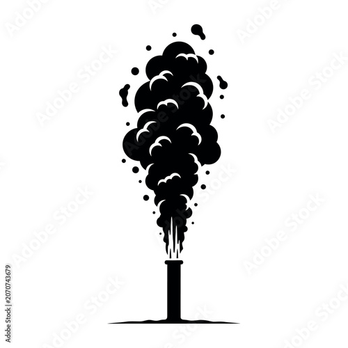Photos Pollution smoke from industrial chimney stack.