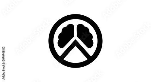 Cuadro en lienzo Peace sign brain symbol logo.