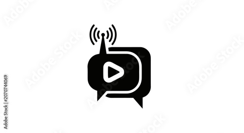Photography Play button icon with speech bubble.