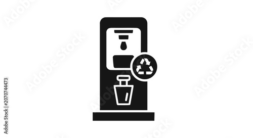 Recycling symbol on a machine.