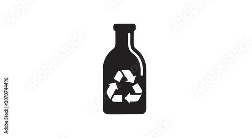 Recycling Symbol on Bottle Icon.