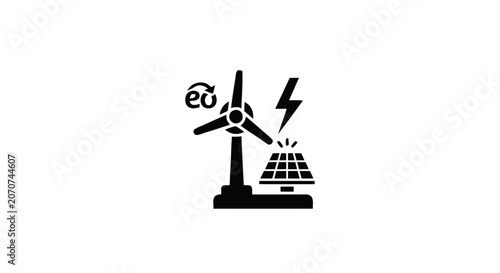 Renewable Energy Icon Set.